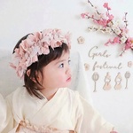 〈殿堂入り ❀ 特集掲載 〉ふんわりリボンクラウン くすみピンク  ❀　ひな祭り　初節句　ハーフバースデー　ファーストバースデー　誕生日　花冠　ヘッドドレス　出産祝い　プレゼント