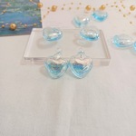 【4個】【ブルー】ハート型　シャボン玉ガラスチャーム　オーロラクリア　ガラスチャーム　アクセサリーパーツ　ハンドメイド　DIY　G002