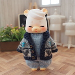 ハートがいっぱいカーディガン【グレー】❤︎handmade❤︎小さな動物系ドールサイズ
