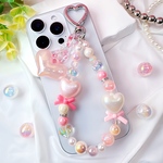 🤍🎀ストラップ🎀🤍スマホストラップ/ハンドストラップ/ビーズ/キラキラ/キーホルダー/韓国/バッグチャーム/ハート/リボン