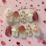 cherry poodle🐩‪ 𓈒𓏸🍒/メレンゲプードル/ネイルチップ/ネイル/ホイップ/リボン/クリーム/犬/さくらんぼ/チェリー/動物