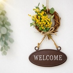 ミモザとユーカリの welcome ナチュラルリース｜春のエントランスに　玄関飾り