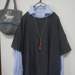 new:冬物:ドロップショルダーバックシャンなブラウス＆ベスト:日本製wool100％ダークグレーフリー