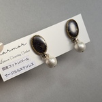 【1点のみ】ブルー　2way  アルコールインクアート　イヤリング　18kgp　ロング　青　ゴールド　人と被らない　世界で一つ　金属アレルギー対応　シンプル　カジュアル