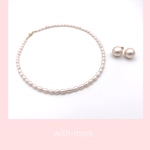 【2点セット‼️】セレモニーピンク 本真珠ネックレス&コットンパール ピアス・イヤリング 2点セット✨ベビー バロックパール チョーカー ネックレス 淡水パール♡ピンク♡14kgf対応可能♪