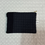 CHECK&STRIPEプルメリア刺繍生地で作ったフラットポーチ  通帳ケース  北欧  