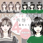 商用可★選べる！表情アイコン4点セット★ 2種の絵柄からお好みのタッチで♪SNSブログYouTube等に
