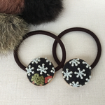 刺繍ヘアゴム  初雪