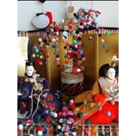 お正月飾り♪ポンポン玉飾り棒3本セット　ちりめん細工　元旦しめ縄和風インテリア雛祭り干支2024　