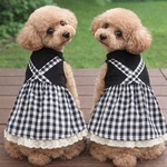 犬服　ギンガムチェックのフリルワンピース