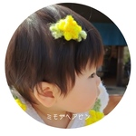 ミモザ＆菜の花のヘアクリップ⁂｜春限定・手編みミモザ　／ミモザの花  ミモザアクセサリー  季節の花  手編み  子どもヘア　赤ちゃんヘアピン　赤ちゃんヘアクリップ　アクセサリー　子どもヘアピン