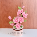 モールフラワー　桃の花の鉢植え　ピンク　ハンドメイド　ひな祭り　インテリア