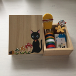 小さな裁縫箱「黒猫ときのこ」