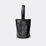 Leather bag #003 Small bucket “Scallop”_ブラック