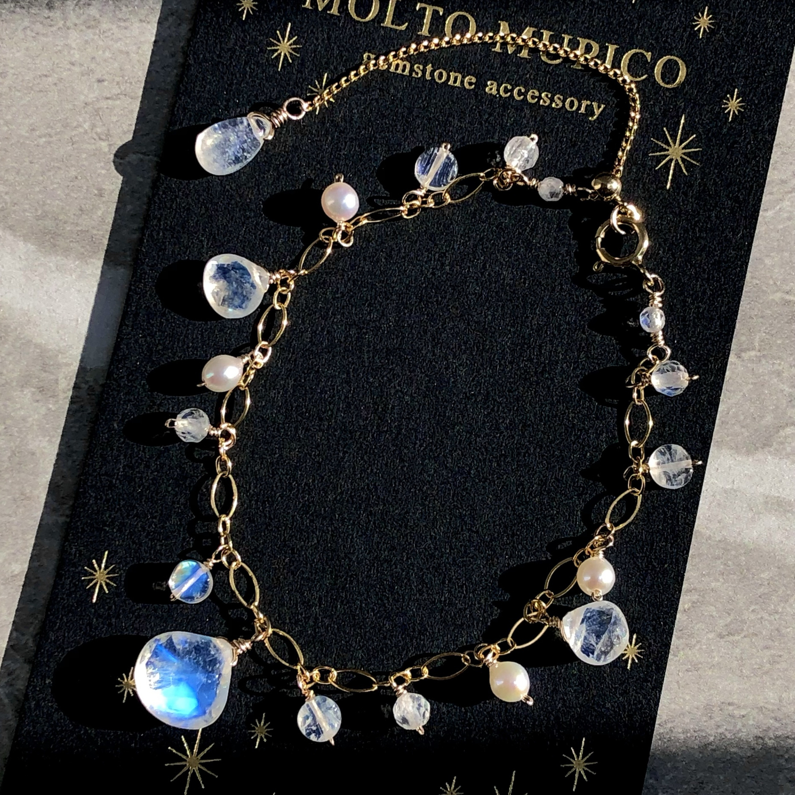 14kgf*ブルームーンストーンのブレスレット - MOLTO MUPICO | minne 