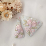 インド刺繍リボン　三角ヘアピン　お揃いセット　bouquet 水色