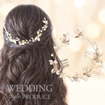 結婚式　ブライダルヘアアクセサリー　花嫁ヘアアクセサリー　ウェディングアクセサリー　リーフ　ボタニカル　ゴールド　小枝　長め　ヘッドドレス　髪飾り　小枝アクセサリー　浴衣小物　夏祭り　パーティー　