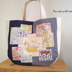 手刺繍ころんバッグ（カモミール）