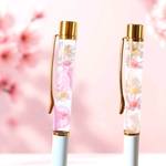 母の日〚ふんわり桜ムースケーキ〛本物の桜　固まるハーバリウムボールペン　名入れ可　記念日　誕生日　先生　ジェットストリーム　プリザ　桜　さくら　ピンク　ホワイト　ハーバリウムボールペン　ギフト