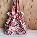 薔薇の巾着トートバッグ