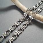 [50cm] オール ステンレス製 約7mm幅 T-Bar オーバルリンク チェーン シルバー 無メッキ サージカルステンレス 金属アレルギー対応
