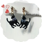 プチプラリボン黒猫イヤリング(ピアス)