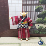 ねんどーる用／女の子用・町娘着物【赤縞】