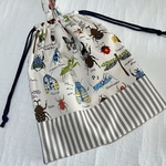 持ち手付き体操服入れ　昆虫　30×35 体操着袋　入園入学　お着替え袋 巾着　虫　カブトムシ　カマキリ　体操服入れ
