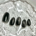 ネイルチップ　ジェルネイル　マグネットネイル　黒　ブラック　シンプル　うるうる　ワンカラーネイル　black 