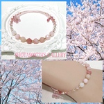 ピンクオパール　桜を花束にして🌸　ワイヤーブレスレット　#minne_new  #桜　#春