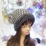 ニット帽 ニットキャップ 帽子 ちどり格子 グレーファーブリム グレーファー #minne_new