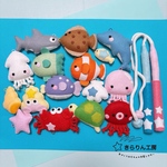 さかなつり マグネット遊び （目玉もフェルト） 釣竿1〜2本付き　知育　フェルト