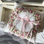 ブライダルリングピロー pink rose 手刺繍