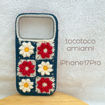 🌼iPhone17Proケース🌼完成品🌼マーガレット🌼デイジー🌼モチーフ🌼ぷっくり🌼手編みスマホケース🌼スマホカバー🌼ソフトケース
