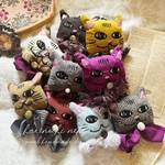 【新作】【毎日がちょっとやさしくなる、幸せな9匹の猫のキーホルダー】ハレノチネコオリジナル ぬいぐるみ 刺繍 ネコ