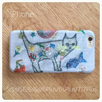 送料無料 ボタニカルなねこ ハードケース iPhone 5/5s/SE/6/6s/6Plus/6sPlus/7/7Plus
