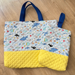 【入園・入学】海のいきもの柄＊キルティングレッスンバッグ｜入園・通園グッズ レッスンバッグ 幼稚園  通園 新学期 キルト 丈夫 男の子 2点セット