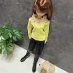 襟レーストップス☆22センチドールの洋服1/6ドール服リアルクローズ☆黄色