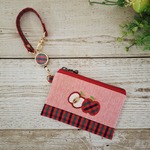 ファミリアチェック刺繍カードケース(赤)