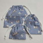 〈新柄〉シマエナガ柄まち無し巾着袋3点セット