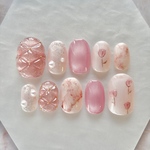 127.Heartfelt Pink【現品あり】 ネイルチップ サイズオーダー可