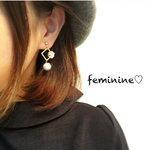 new♡スクエアの大人可愛いパールフラワーイヤリング
