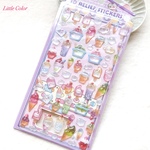 【立体シール】3D RELIEF STICKERS スイーツ パープル / ぷっくり ぷくぷくシール 