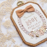 刺繍とビーズの命名書 mini オレンジ×ホワイト new arrival特別価格 名入れ