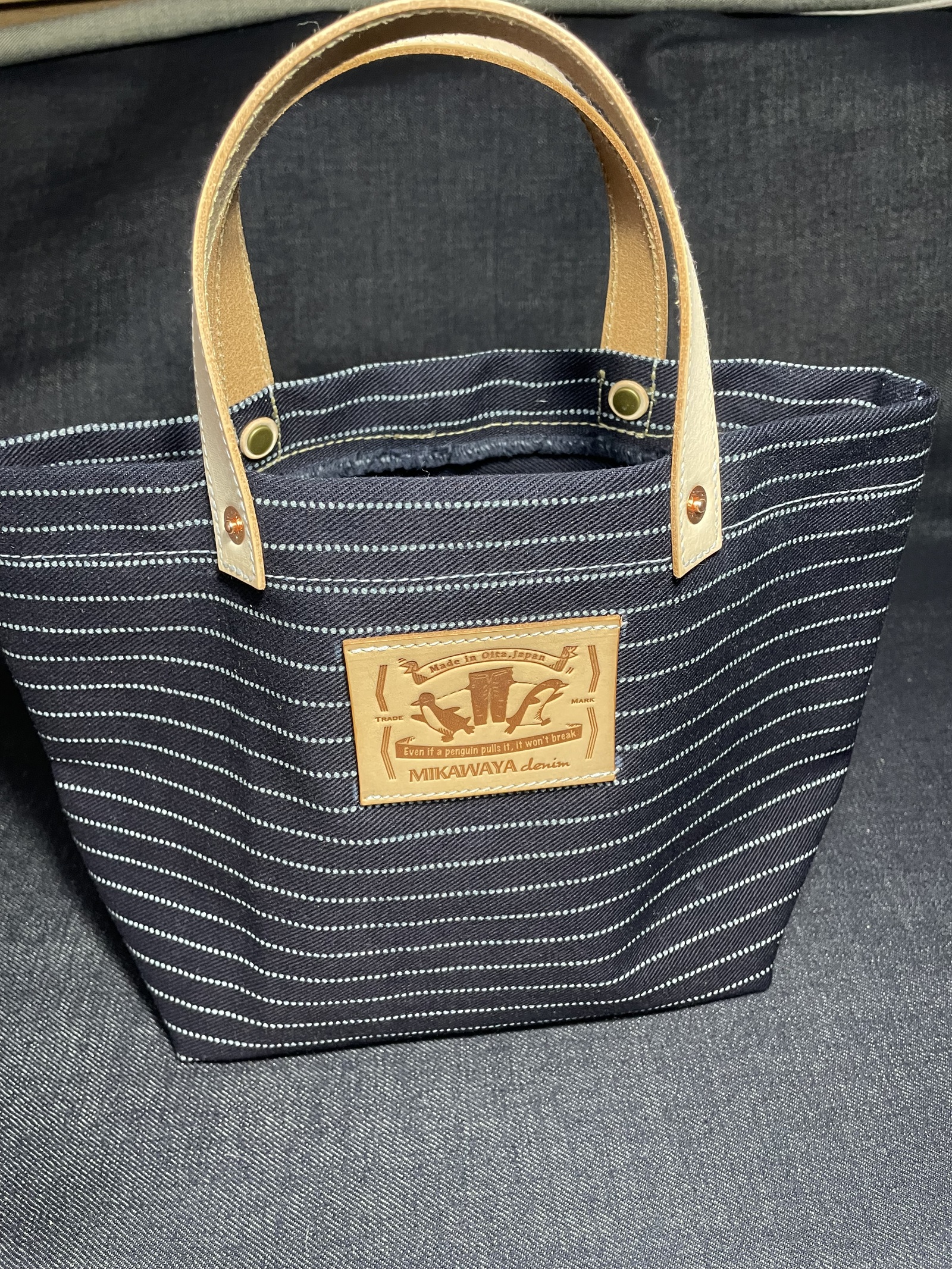 Wobash indigo tote bag 岡山県産ウオバッシュ(新品未使用)生地 藍色