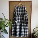 SALE*グリーン系チェック３段ティアードワンピース