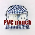 【匿名配送】PVC pouch＊窓付き巾着ポーチ　ギンガムチェック　ぬい活に◎　ぬいとおでかけ