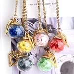 ダイヤモンドモチーフ💎×かすみ草ネックレス｜6色展開／ガラスドーム／推し色アクセサリー
