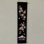 ちりめん細工:夜桜のタペストリー