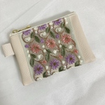 インド刺繍リボン　ミニポーチ　合皮　10センチファスナー